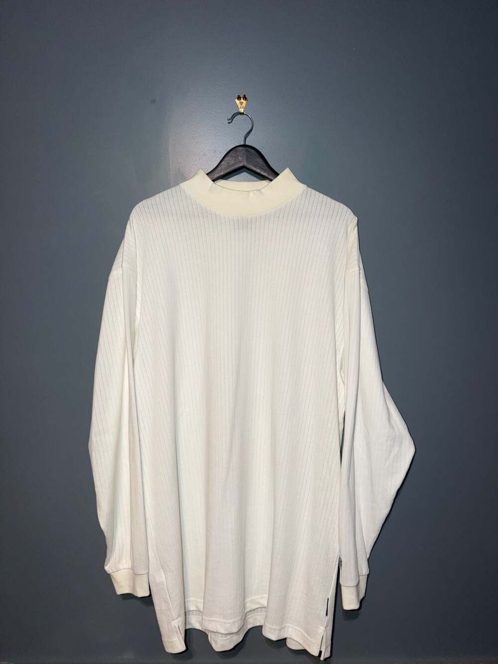 Nike Golf Dri-FIT White Ribbed Mock Neck Long Sleeve T-Shirt Men's XXL